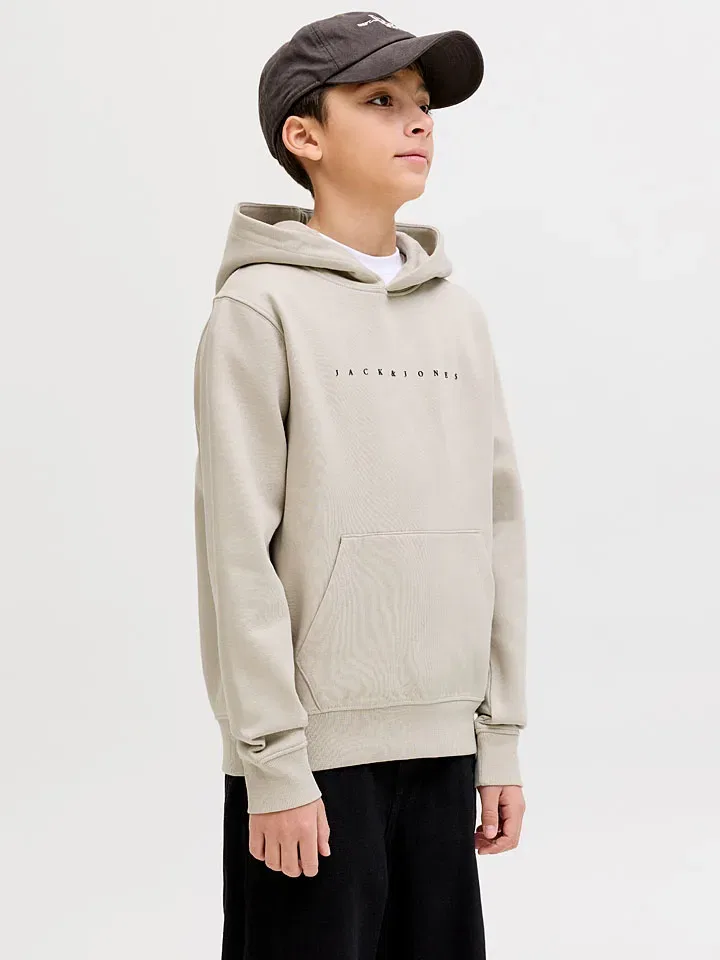 Капюшон свитшот с принтом JACK & JONES Junior, бежевый