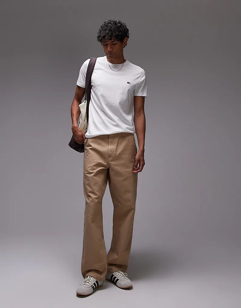 Футболка с логотипом Lacoste Pima белого цвета — фото 4