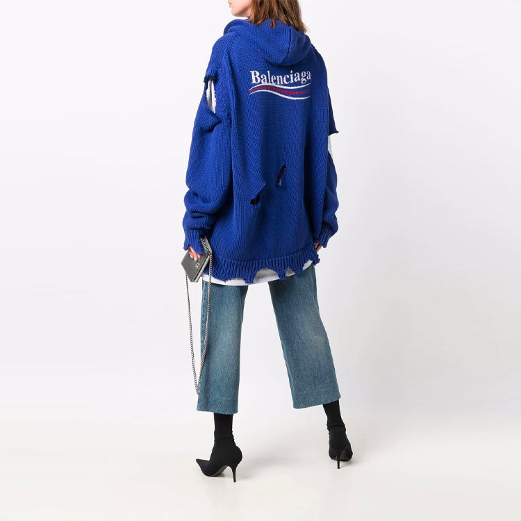 Худи Balenciaga Political Campaign Destroyed Hoodie 'Blue', синий — фото 4