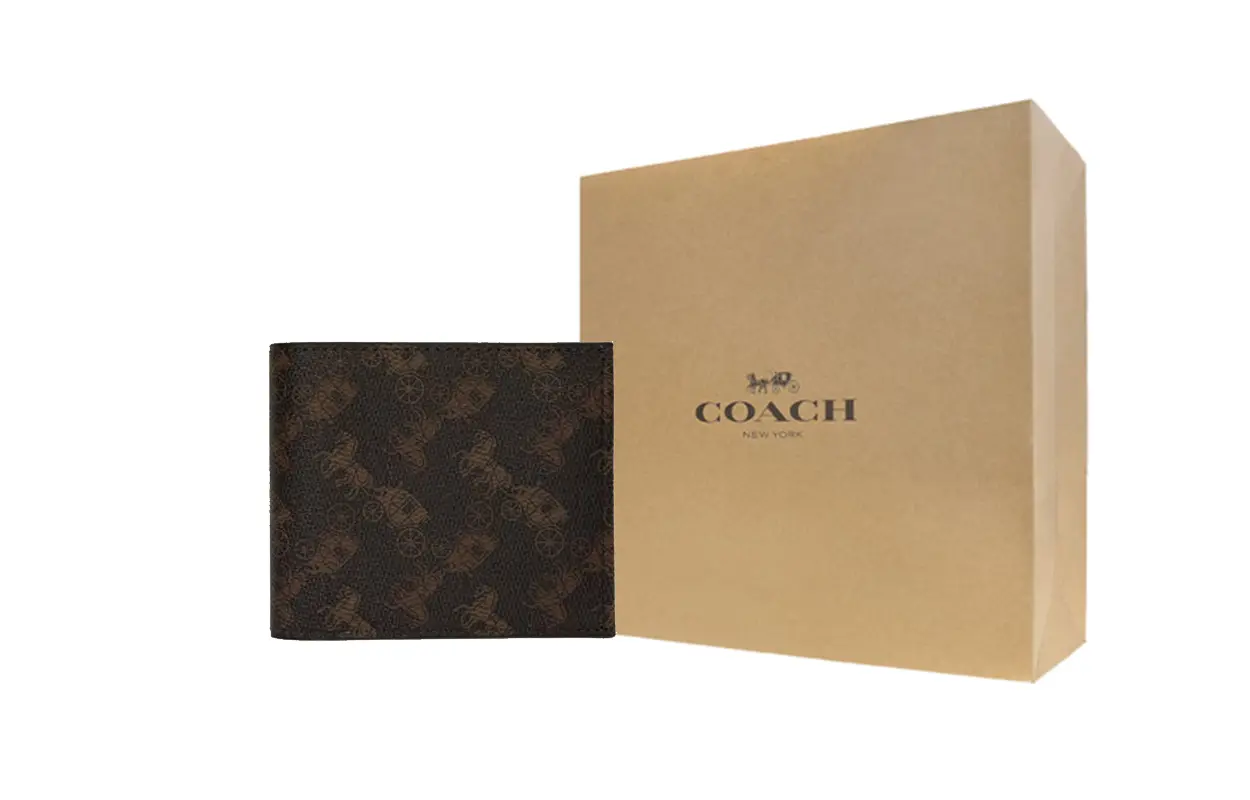 

COACH Мужской бумажник из ПВХ темно-коричневый