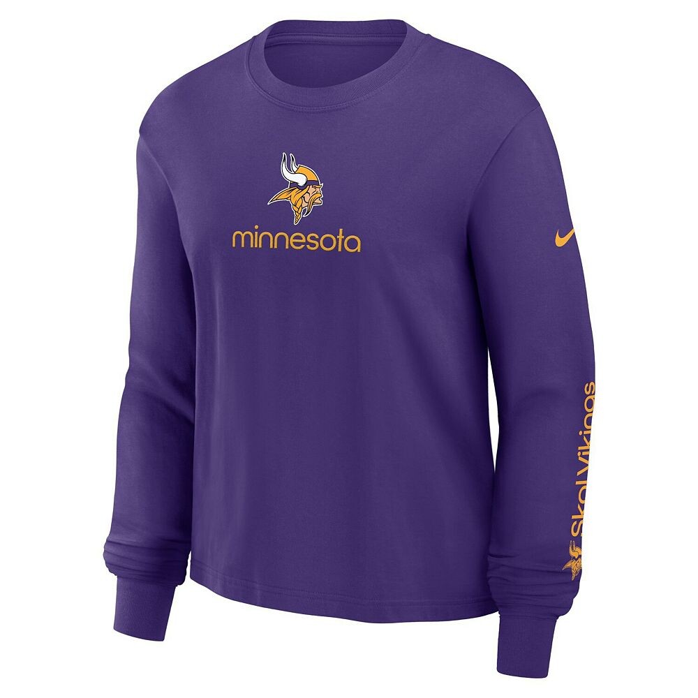 Женская фиолетовая футболка свободного кроя с длинными рукавами Nike Minnesota Vikings, цвет Mvk Purple — фото 3
