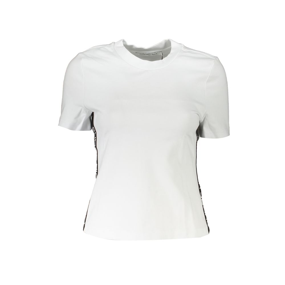 

Элегантный белый технический топ с короткими рукавами Calvin Klein