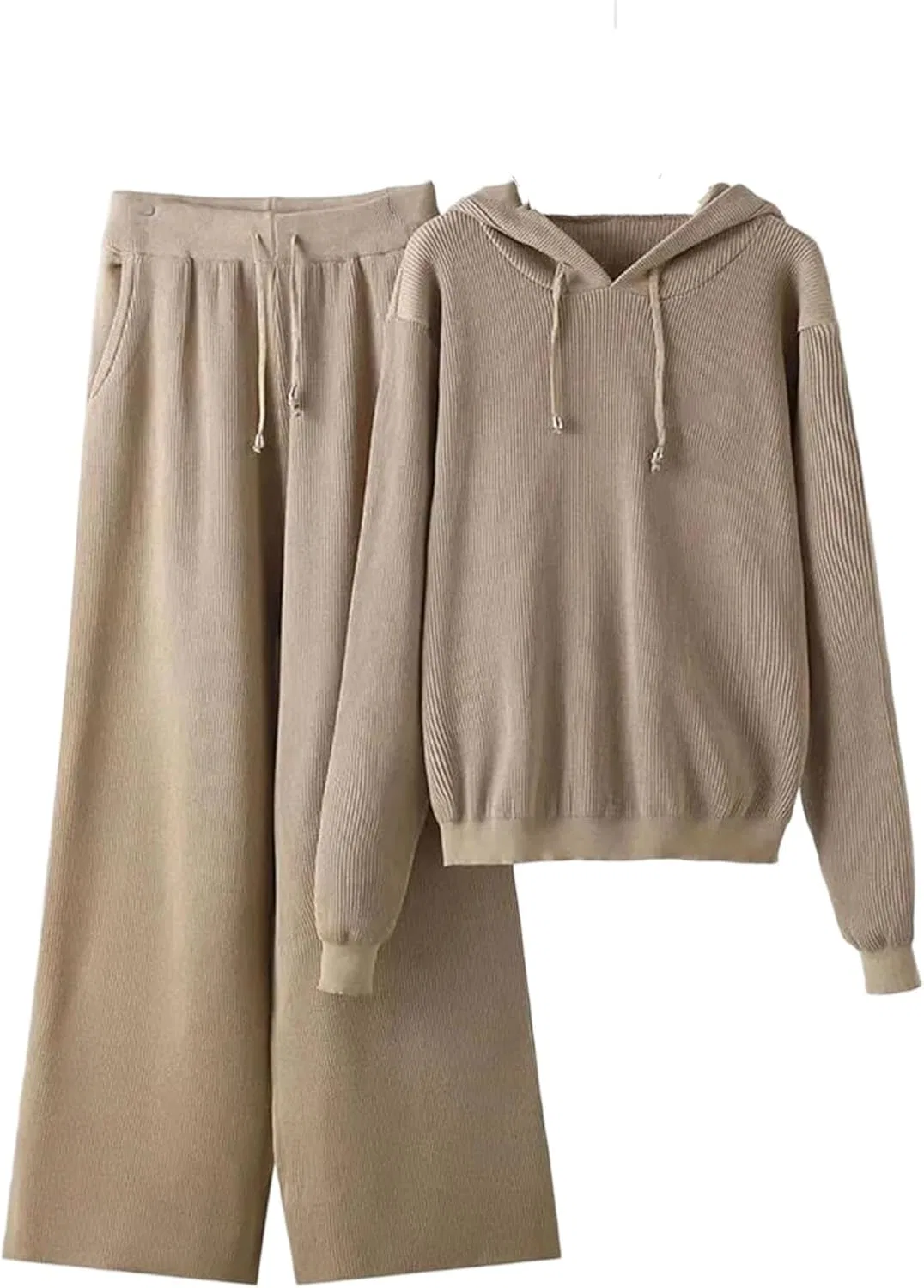 Женский спортивный костюм из двух предметов с капюшоном, свободного кроя, Khaki