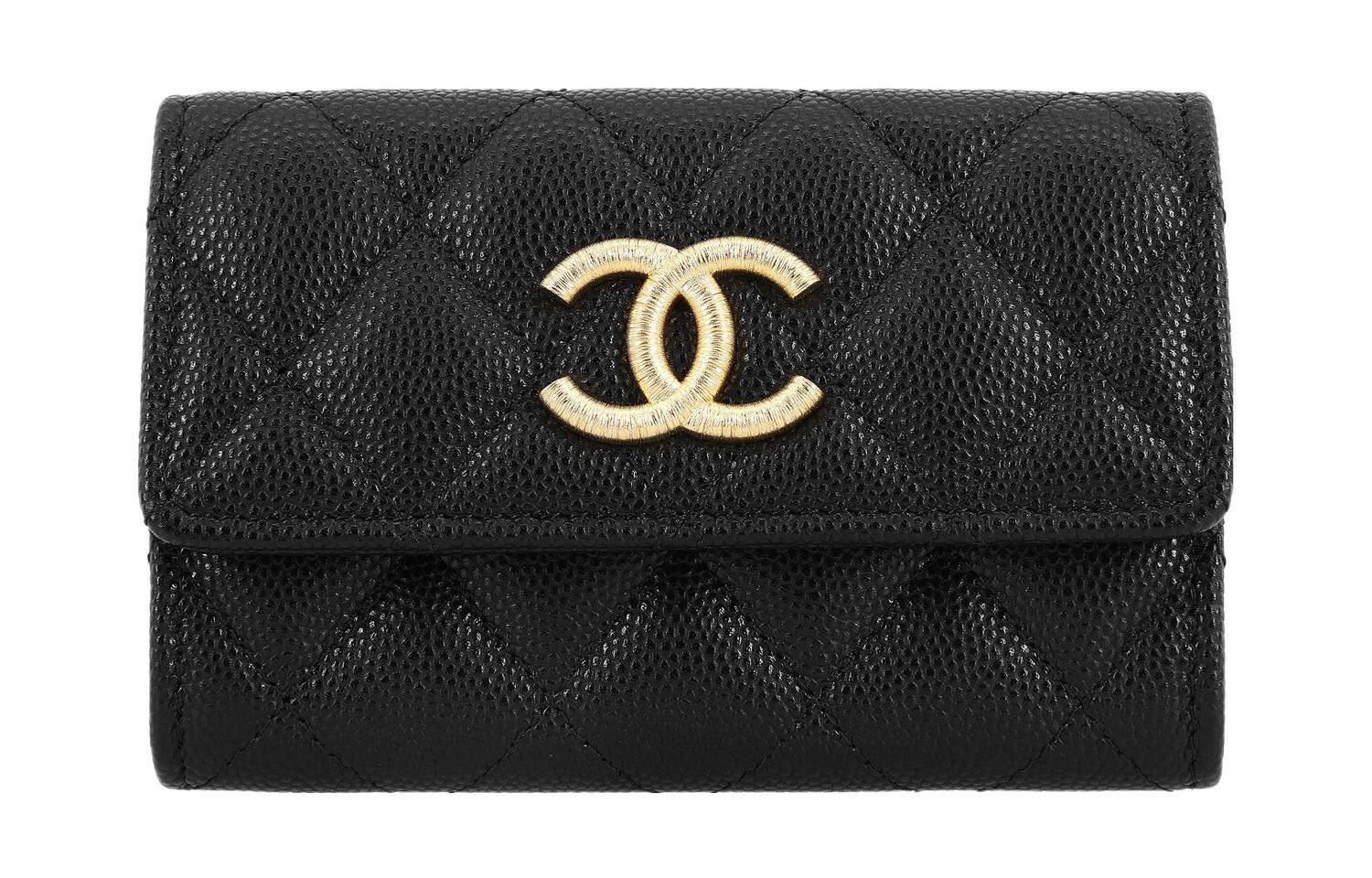 

CHANEL Женский черный картхолдер из кожи икры