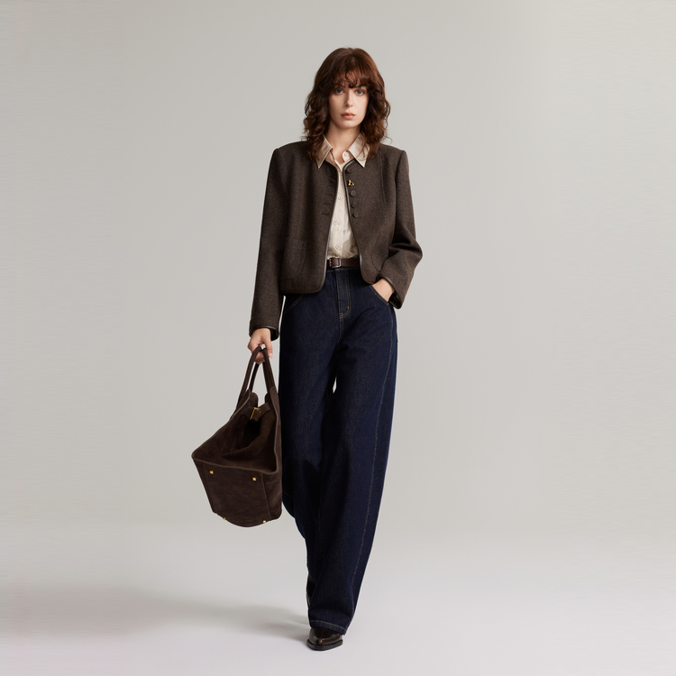 

ELLE Джинсы Women's Denim Blue утепленные широкие брюки