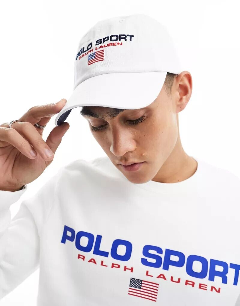 

Белая саржевая бейсболка с логотипом Polo Ralph Lauren Sport Capsule