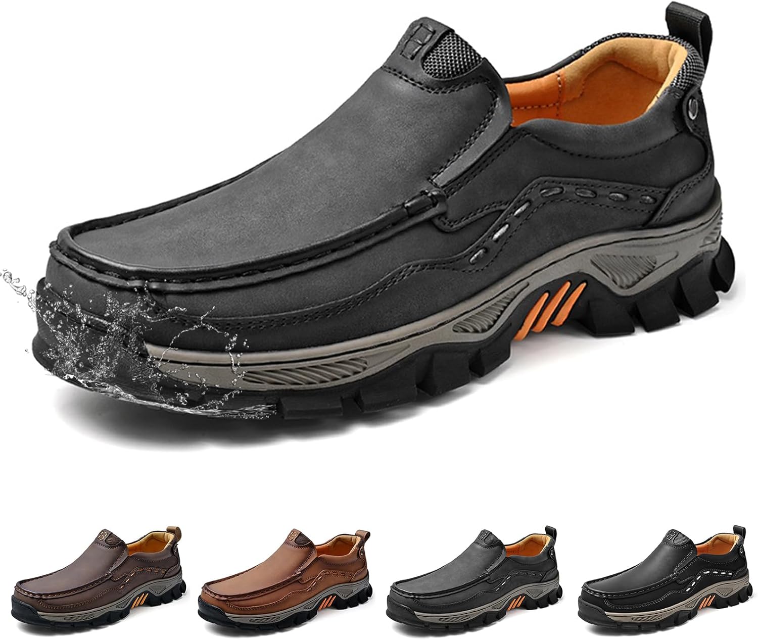 

Водонепроницаемые мужские лоферы с легкой мягкой подошвой, удобные для вождения, мужские нескользящие деловые повседневные туфли для прогулок, путешествий и работы на открытом воздухе Generic, темно-серый