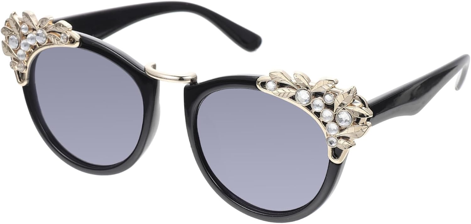 

Солнцезащитные очки VALICLUD со стразами для женщин, ретро-очки большого размера для летнего использования, с удобными носовыми упорами, стильные солнцезащитные очки для улицы, Black