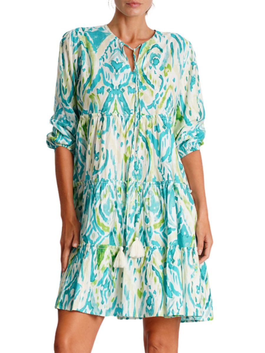 

Мини-платье с принтом и многоярусным принтом La Moda Clothing, зеленый