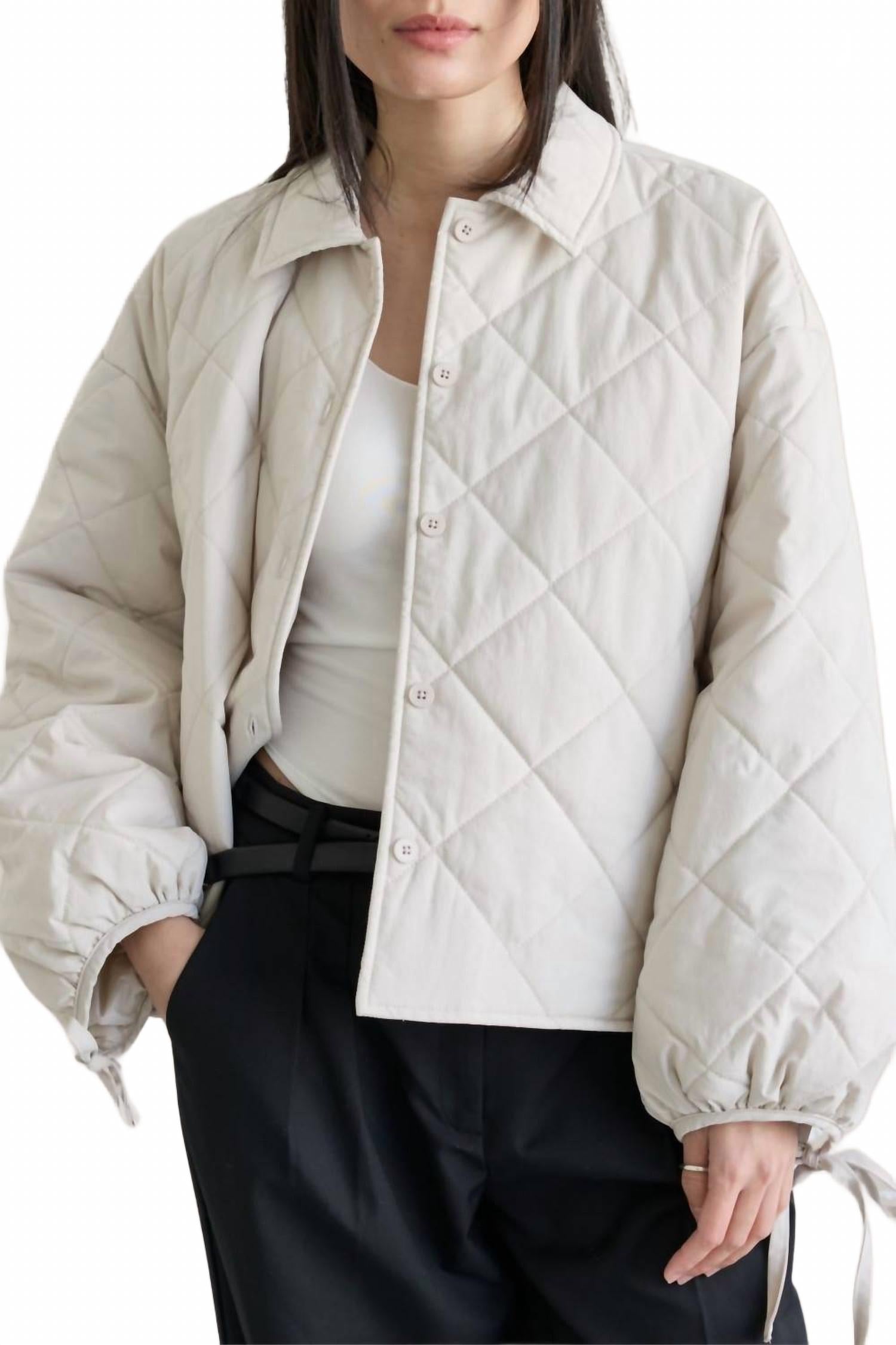 

Куртка с длинными рукавами и стеганой отделкой в костяном оттенке MOD REF, Bone