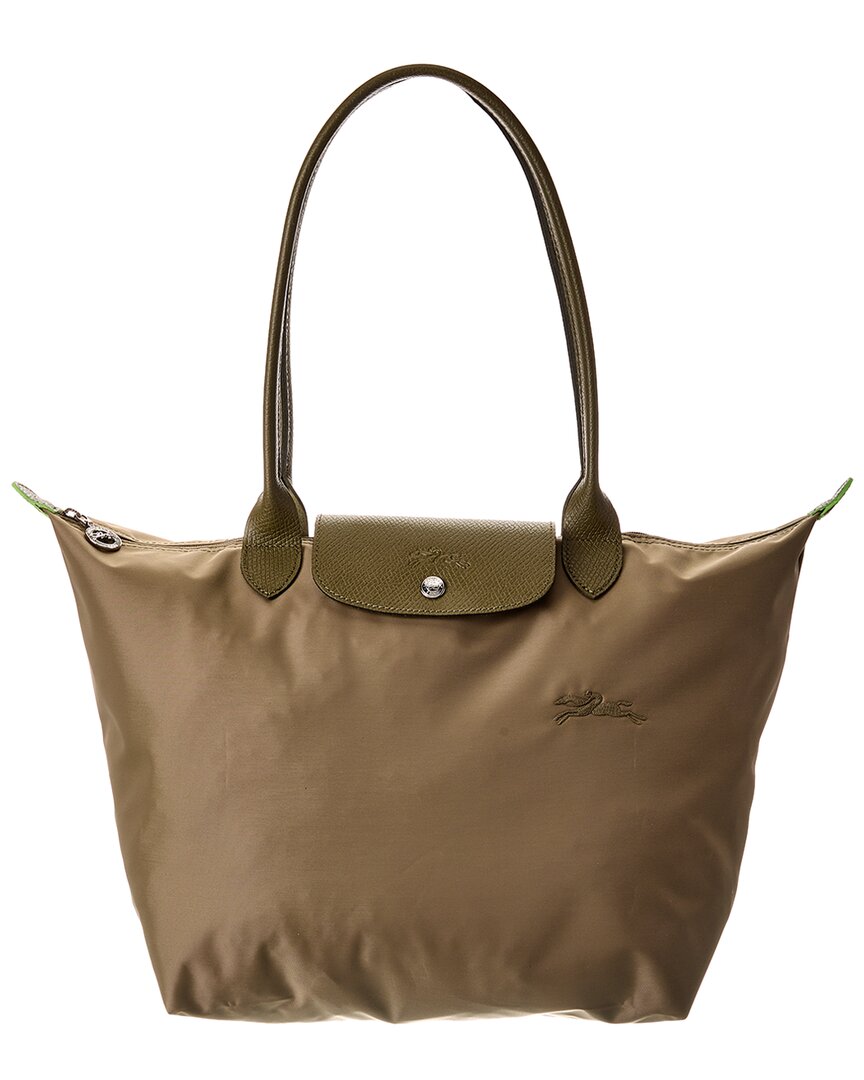 

Большая холщовая сумка Longchamp Le Pliage Green с длинной ручкой