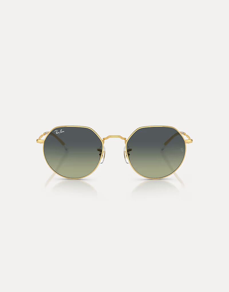 

Солнцезащитные очки Ray-Ban Jack необычной формы с зелеными линзами в цвете arista gold