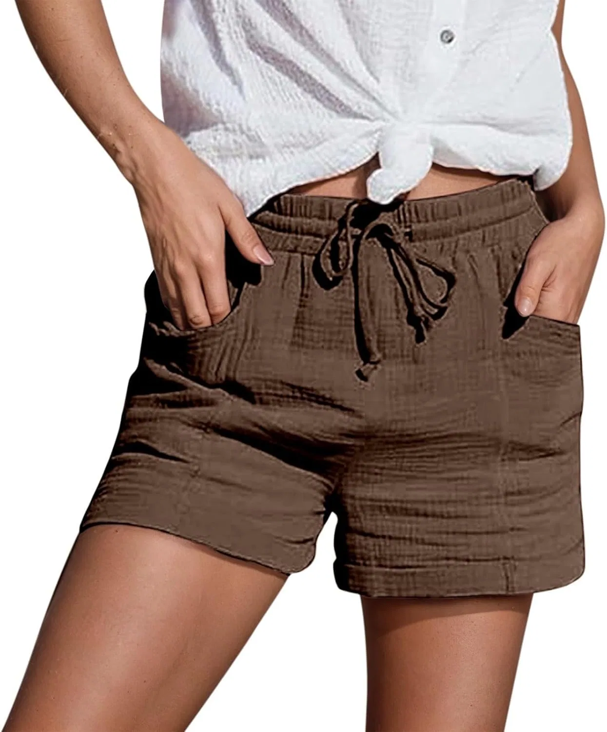 Спортивные шорты для женщин, бренд Generic, цвет 04 - Brown — фото 3