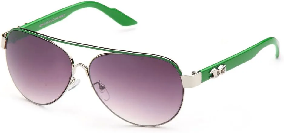 

Newbee Fashion - Большие солнцезащитные очки-авиаторы с защитой от УФ-излучения, металлический корпус, новая модель Newbee Fashion Sunglasses, Silver/Green