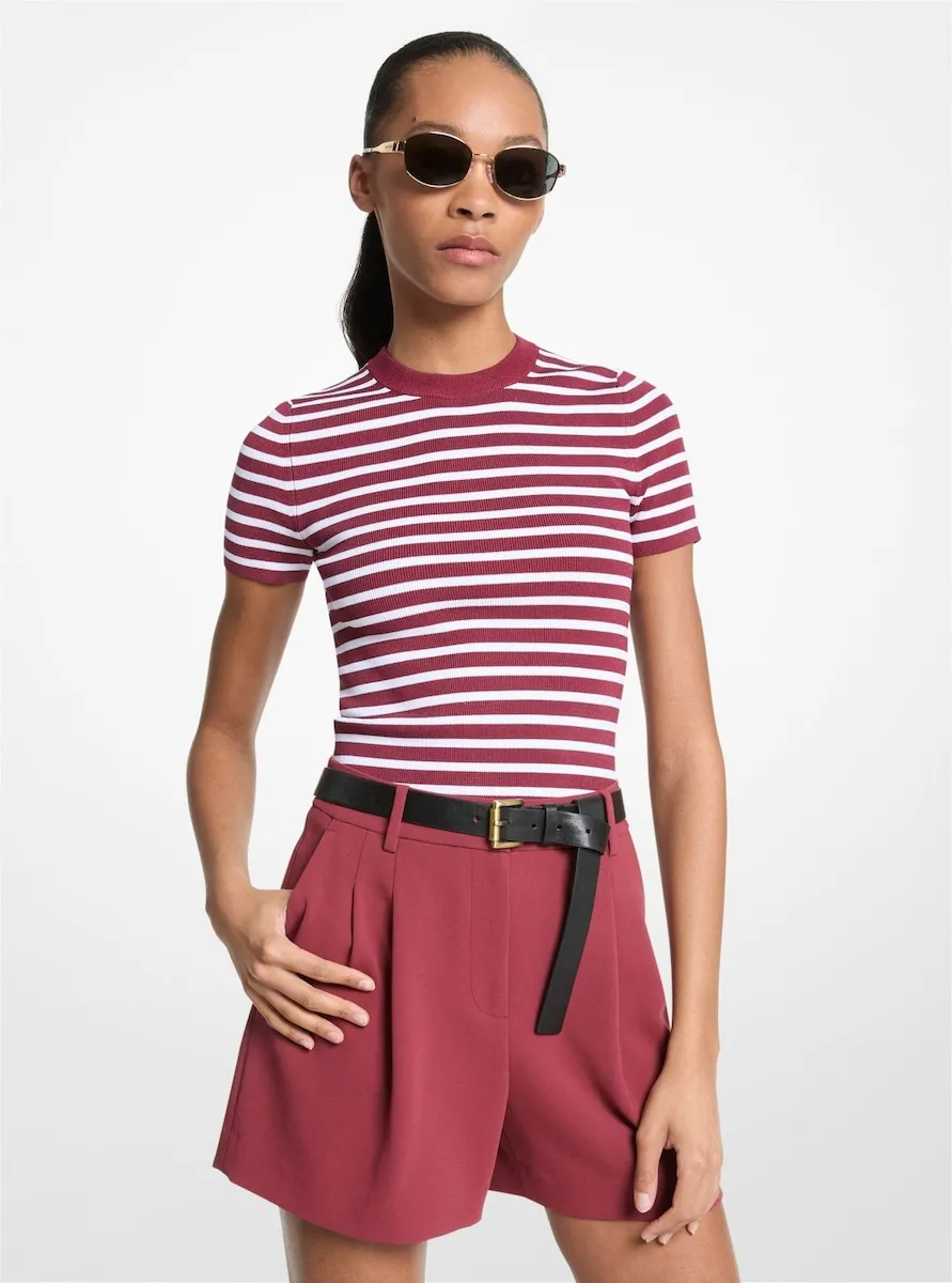 

Женский свитер с коротким рукавом и круглым вырезом Michael Michael Kors, гранатовый