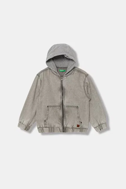 Куртка джинсовая с капюшоном United Colors of Benetton, серый