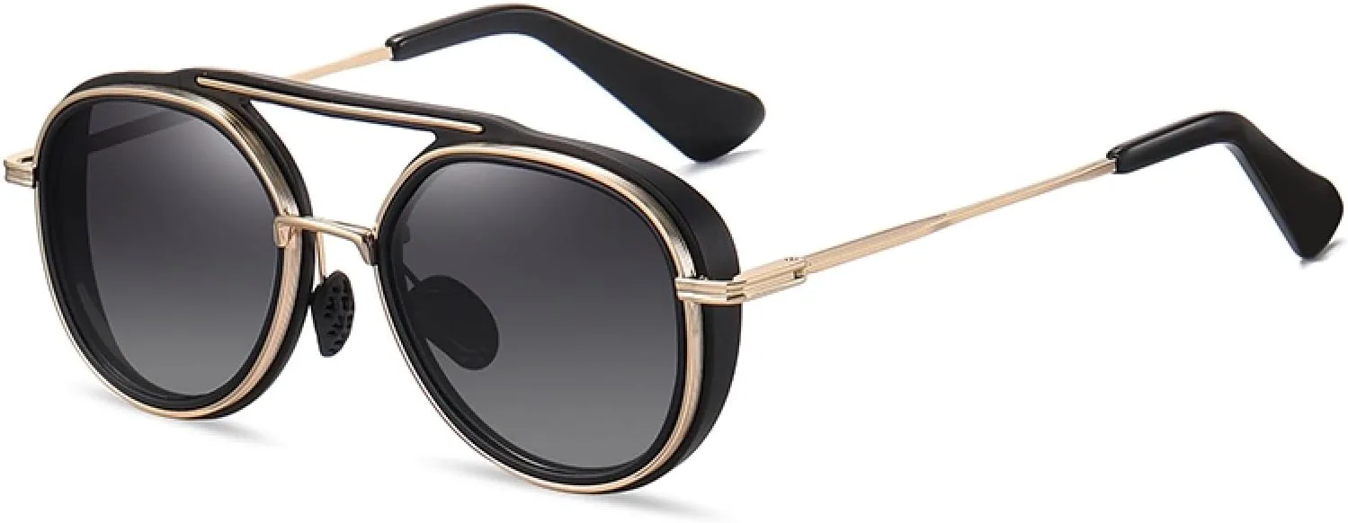 

Солнцезащитные очки в стиле стимпанк с поляризацией для женщин, винтажные солнцезащитные очки для мужчин с защитой от УФ-излучения UV400 TOIPASTN, Black-gradient Gray