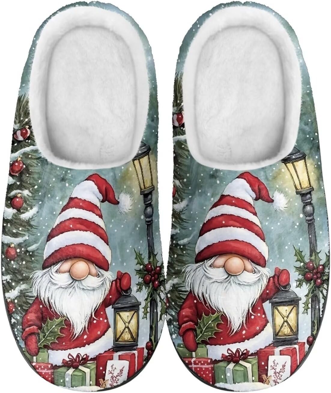 

Тапочки Mintulipy из хлопка, женские пушистые тапочки, домашняя обувь, для дома и улицы, размеры 34-50 (EUR), 3-15 (US) (женские), 8-15 (мужские) для женщин и мужчин, Christmas Gnome