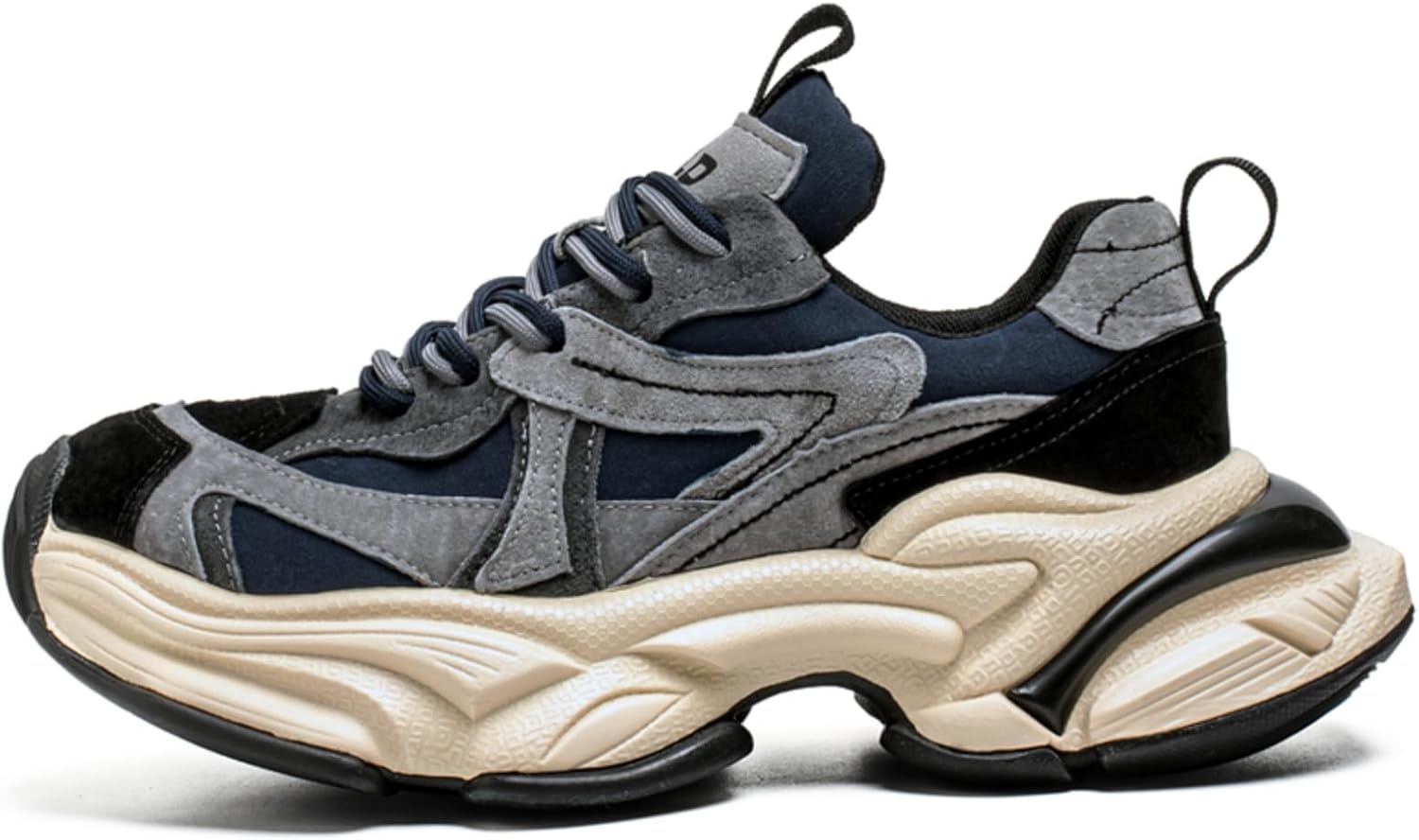 

Мужские массивные кроссовки, модные ретро беговые туфли на платформе с круглым носком, шнуровкой, низким верхом, удобные повседневные спортивные туфли, нескользящие, легкие для ходьбы Yrzhgdl, серый