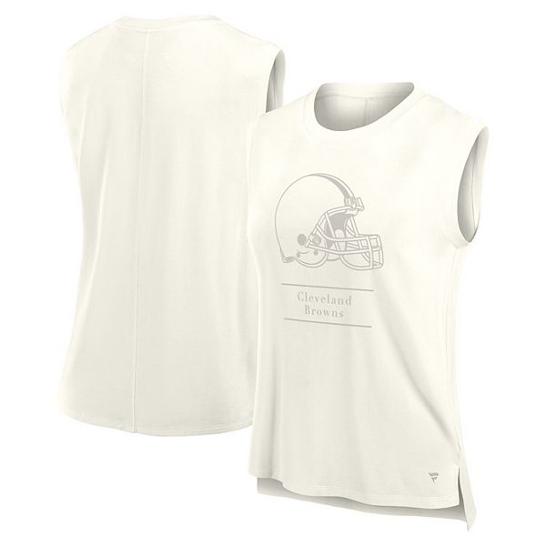 

Женский топ Cleveland Browns Studio Embrace кремового цвета Fanatics