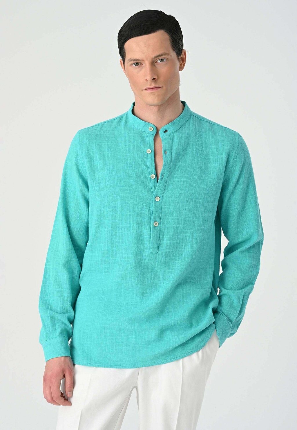 

Рубашка Mandarin Collar Long Sleeve Antioch, бирюзовый