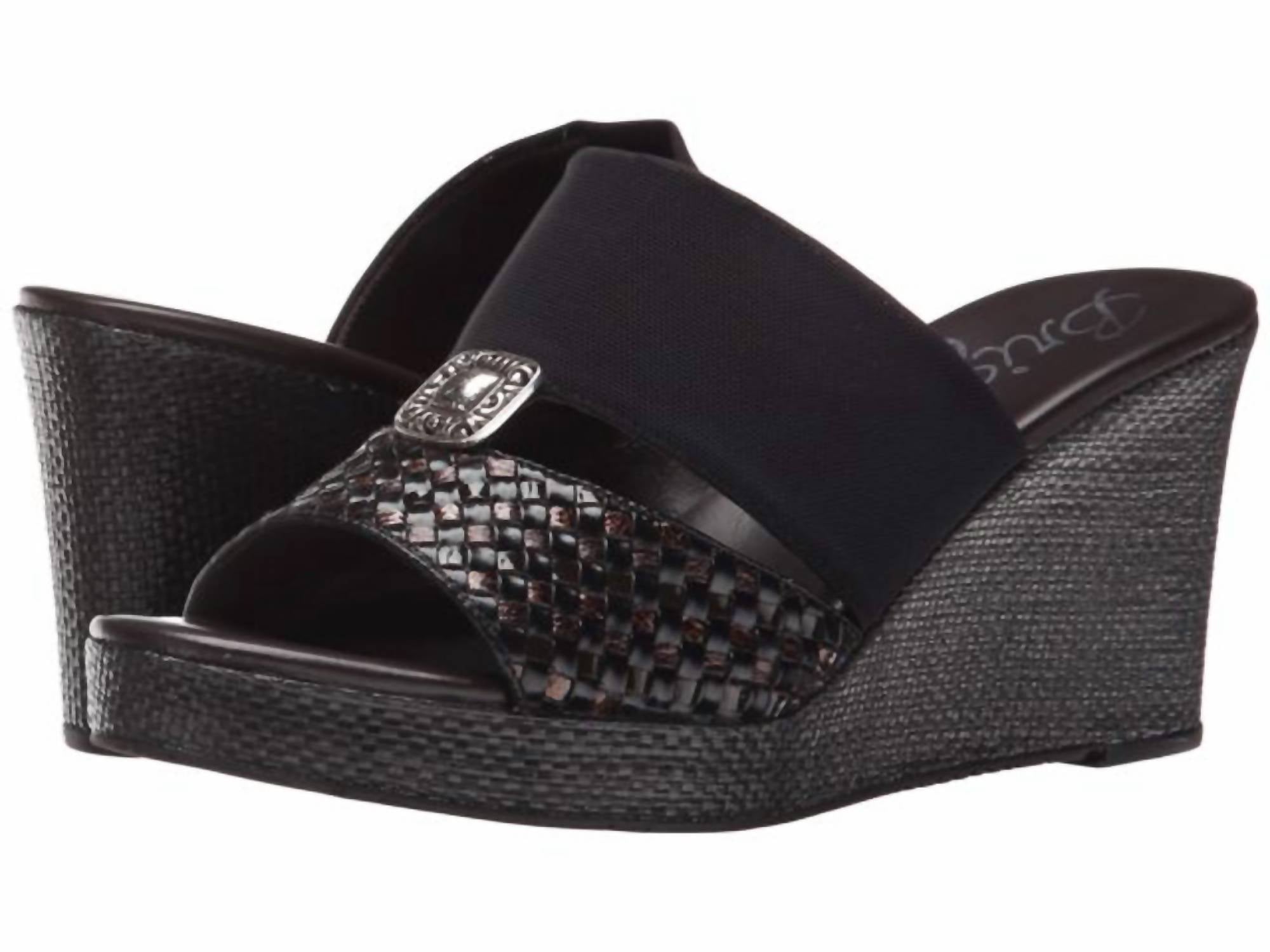 Delta Black Brown Leather Босоножки на платформе в черно-коричневой гамме Brighton