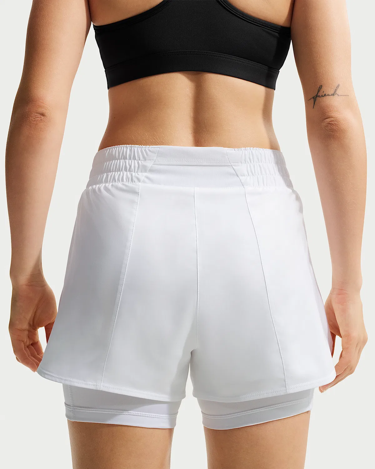 Женские шорты Nike One Dri-FIT с высокой посадкой 3" 2-в-1, White/Black — фото 3