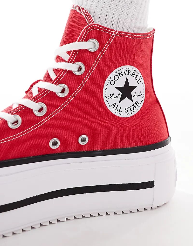 Кроссовки Converse Chuck Taylor All Star Lift Hi Double Stack красного цвета — фото 4