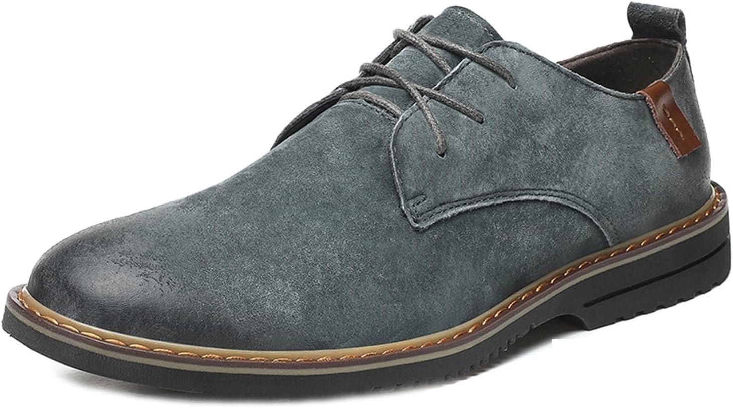 

Мужские классические оксфорды на шнуровке, повседневные кожаные комфортные туфли с круглым носком, деловые, с нескользящей массивной подошвой, формальные туфли для мужчин Generic, серый