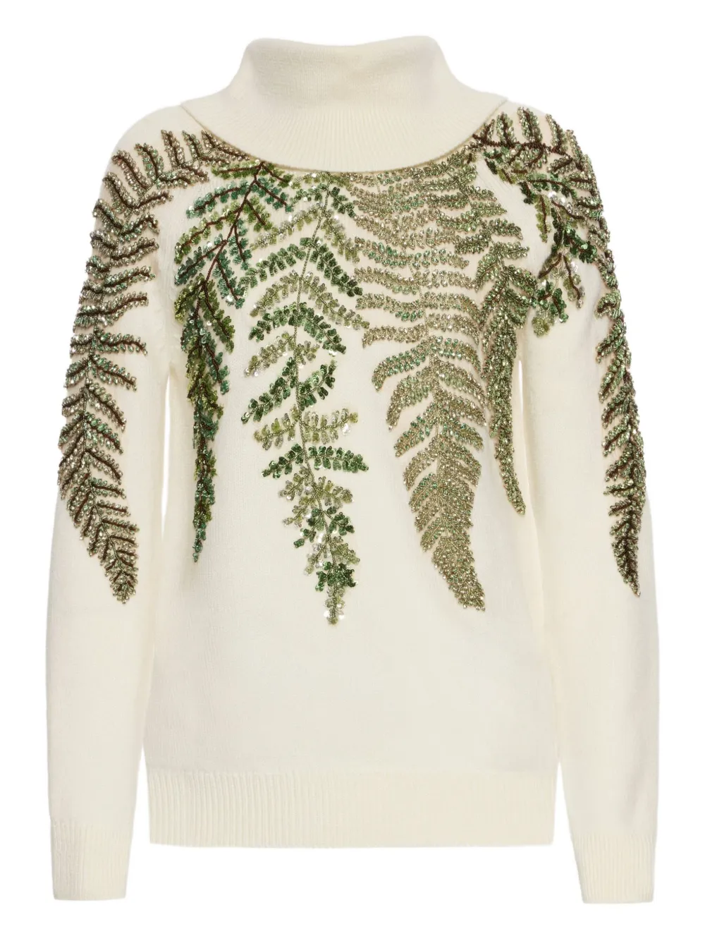 

Свитер с высоким воротником и кристаллами Oscar de la Renta, нейтральный