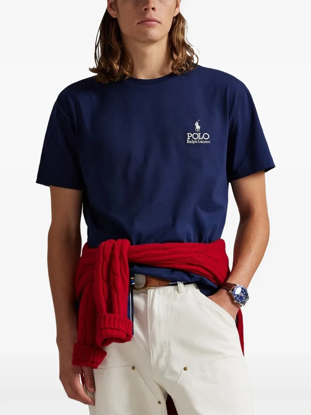 Хлопковая футболка с логотипом Polo Ralph Lauren, синий — фото 3