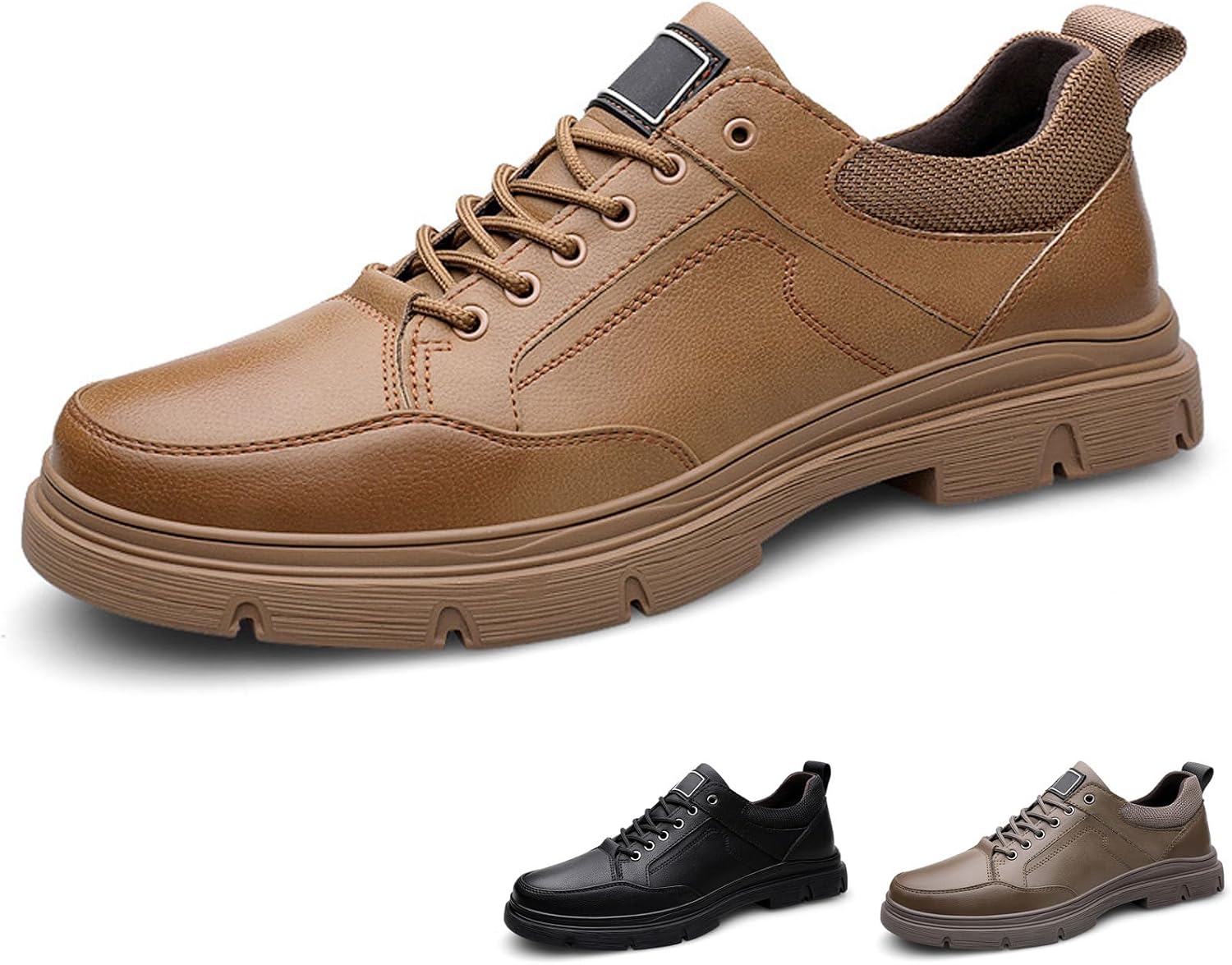 

Мужские деловые кроссовки из натуральной кожи с увеличивающей рост подошвой, ретро стиль, удобные, с круглым носком, дышащие, на шнуровке, с платформой, повседневные спортивные туфли для работы, прогулок и свиданий Nsneond, хаки