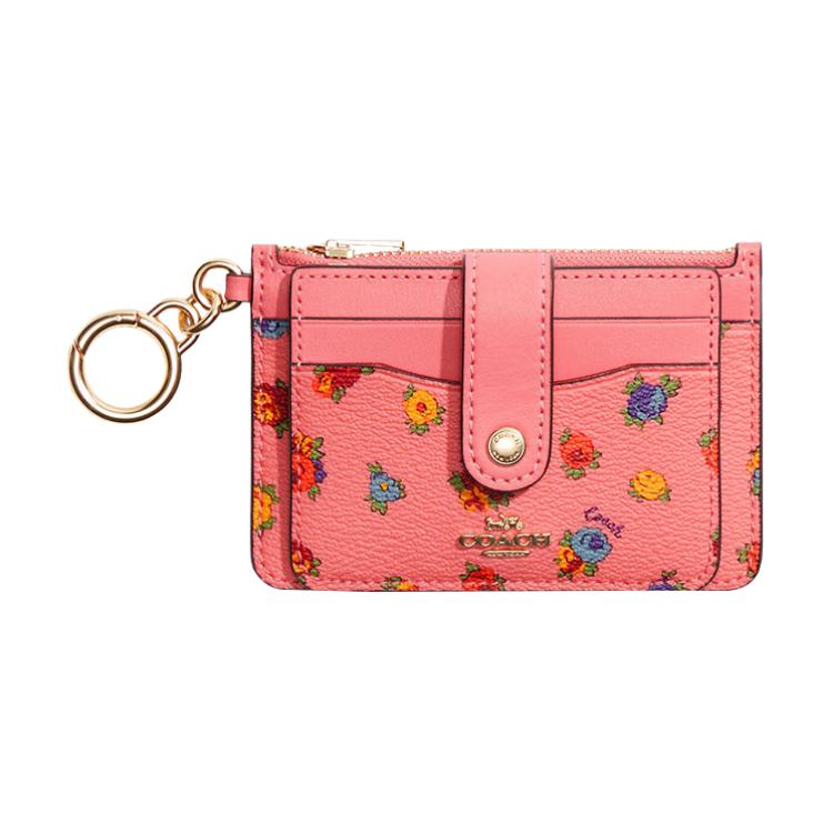 

COACH Кошелек для карт Cross Grain Leather, держатель для карт Women's Pink