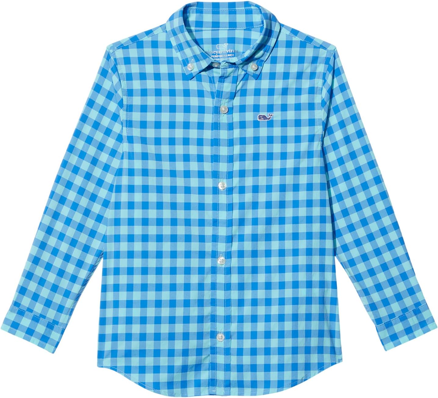 

Рубашка Vineyard Vines Gingham On-The-Go Nylon Whale Shirt, цвет Island Paradise