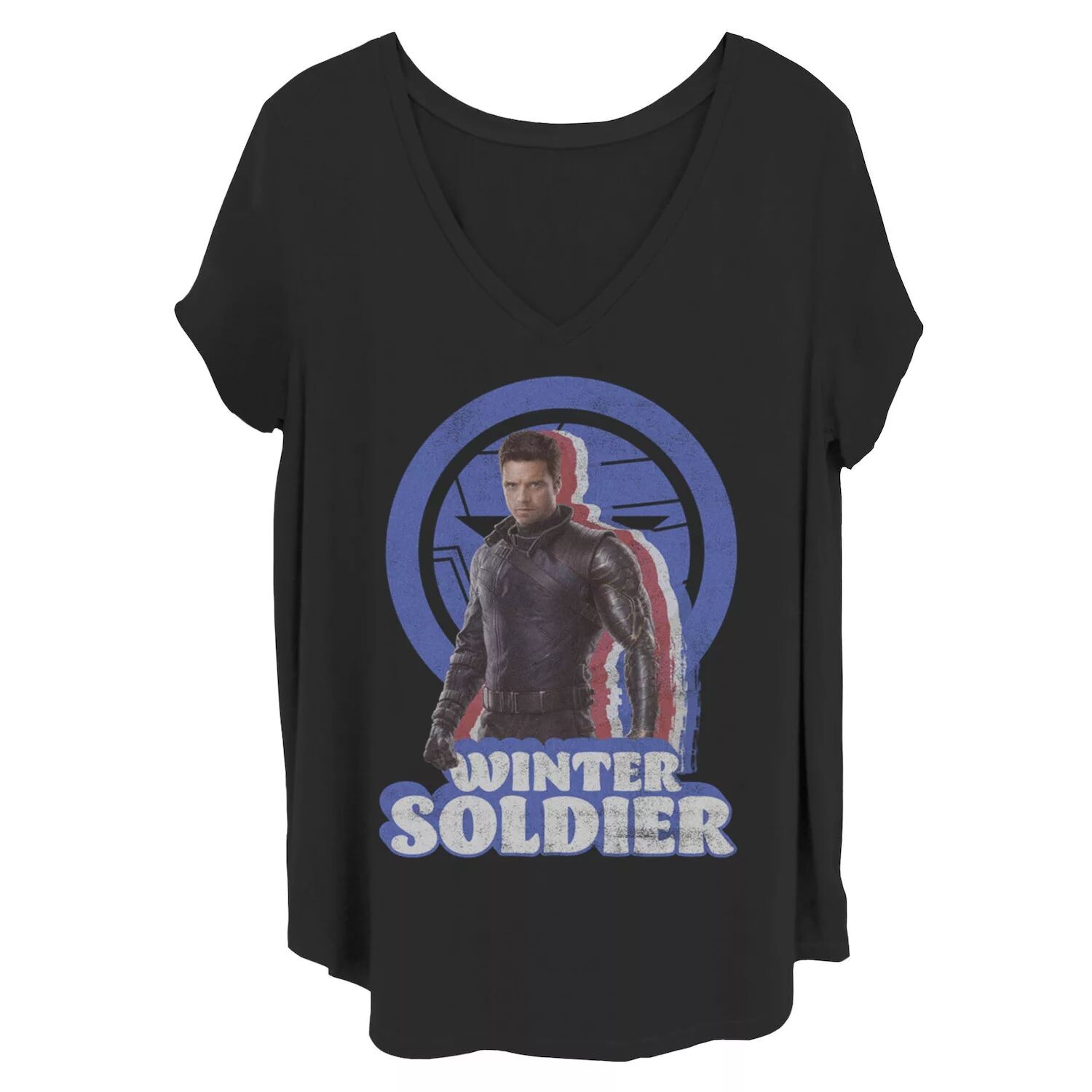 Потертая футболка Bucky для юниоров больших размеров Marvel «Сокол и Зимний солдат» Licensed Character, черный