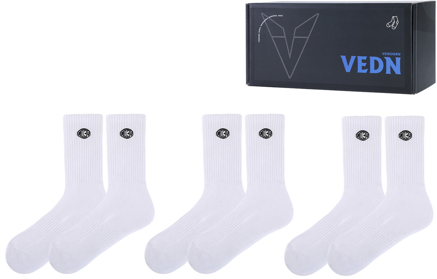 

Носки до колена унисекс VEIDOORN, 3 двойных (молния белая + розовая + синяя)