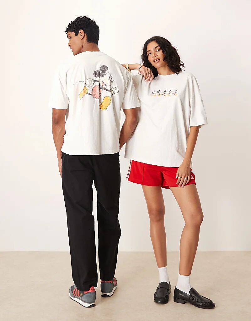

Футболка унисекс Disney свободного кроя с принтом Микки Мауса ASOS DESIGN белого цвета