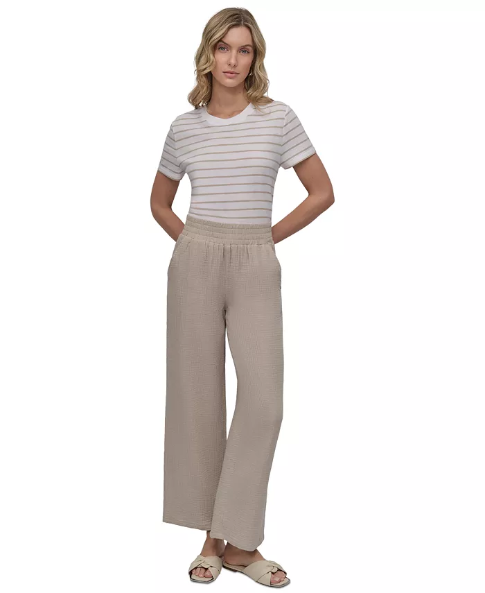 

Женские брюки с высокой посадкой и прямыми штанинами из шифона DKNY Jeans, коричневый