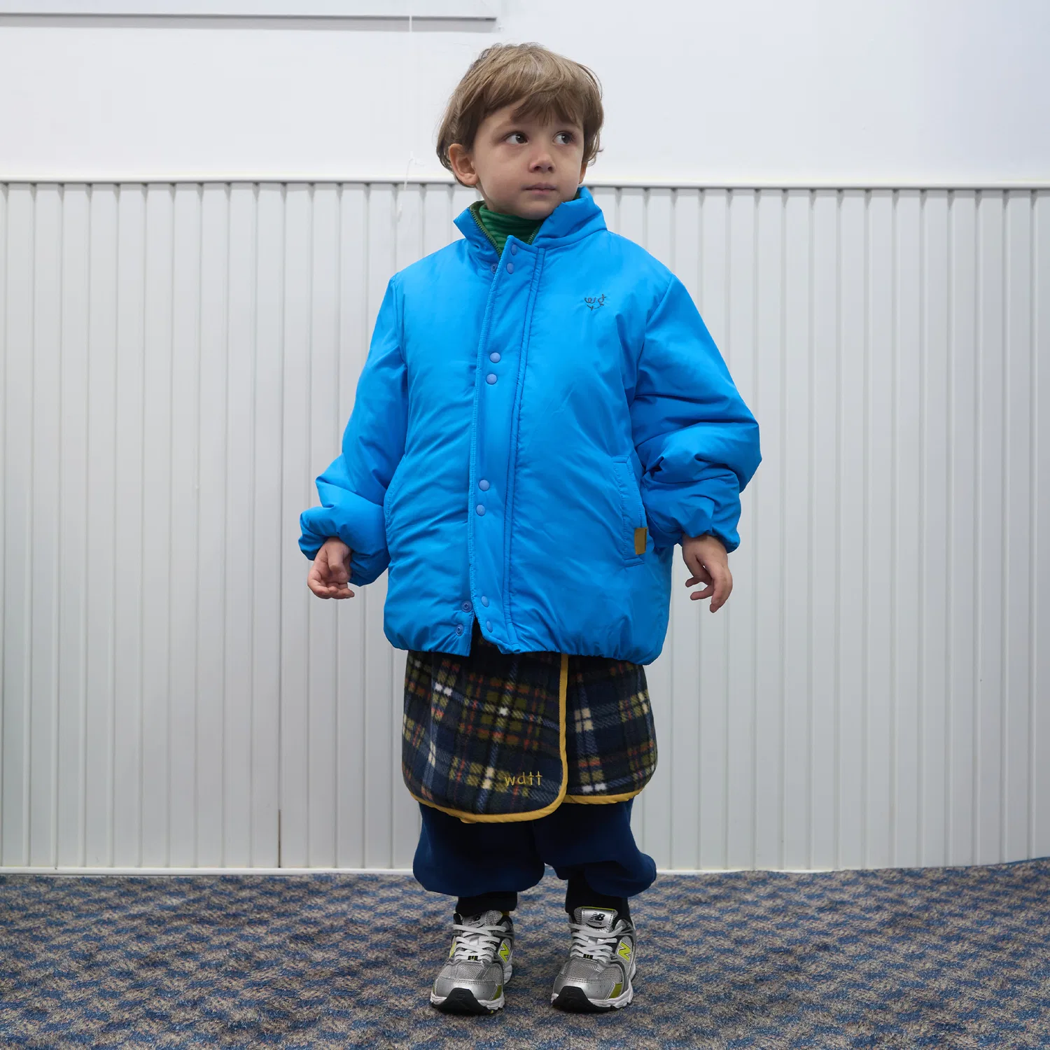 Детская стёганая куртка на кнопках Snap Padded, синяя, от Whatdoyouthinkabout — фото 2