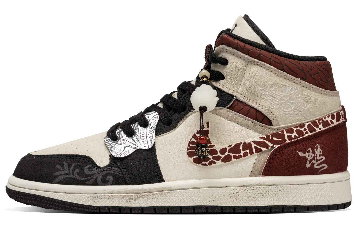Jordan Кроссовки баскетбольные мужские mid top Air 1 vintage черно-красные — фото 3