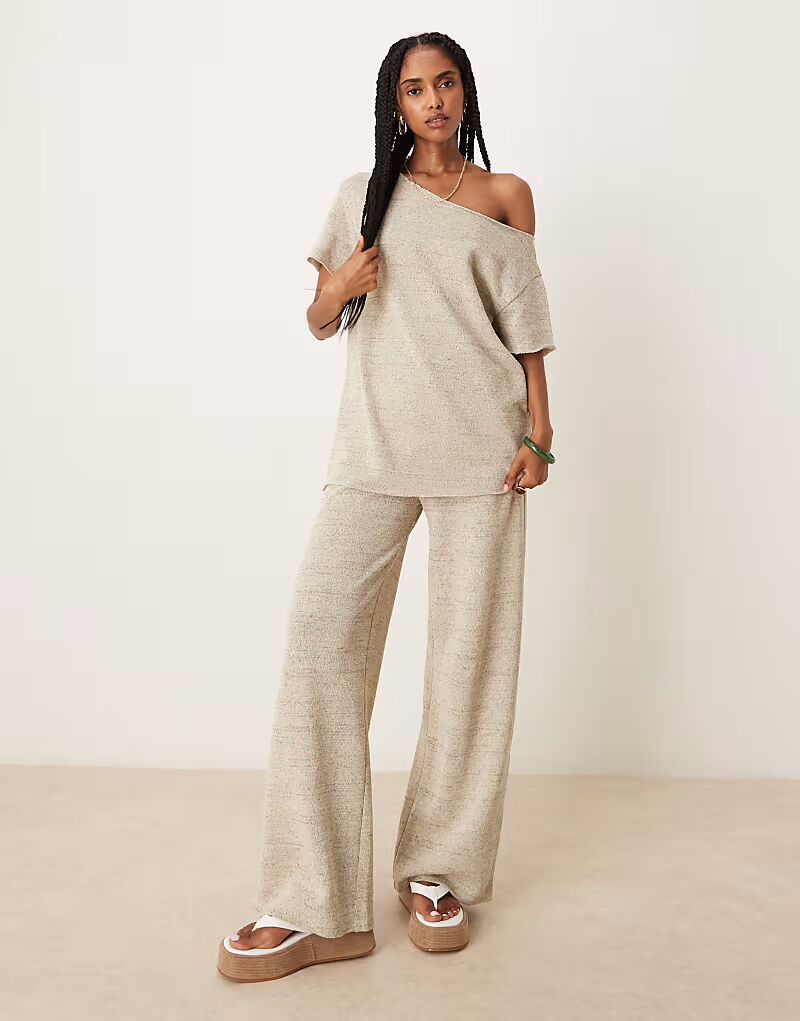 

Широкие трикотажные брюки серого меланжевого цвета Asos Design