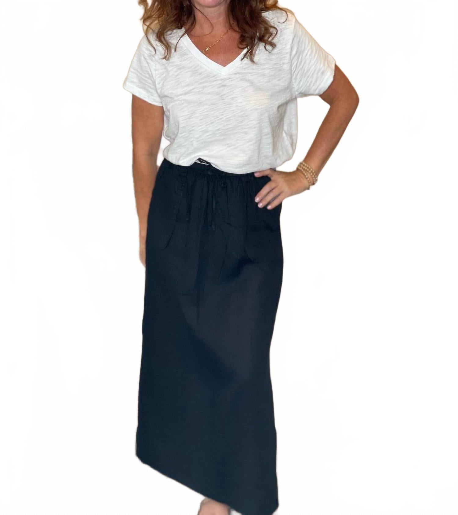 

Длинная льняная юбка черного цвета Pure Amici