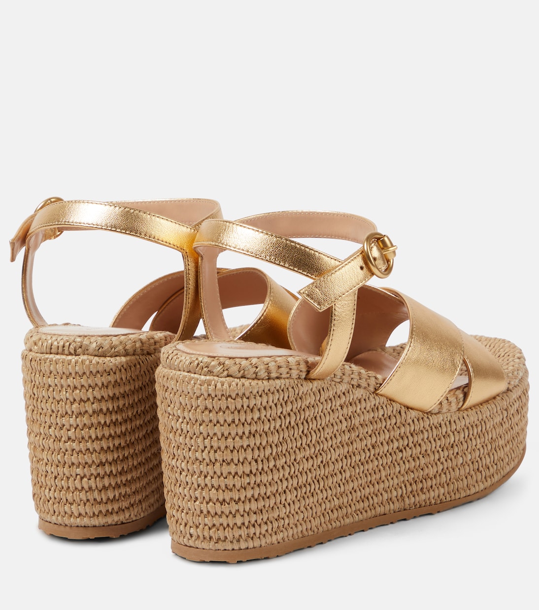 Сандалии на платформе из кожи и рафии Gianvito Rossi, Mekong+Naturale — фото 3