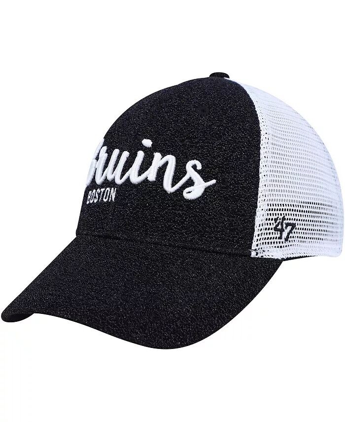 

Женская черно-белая бейсболка-кепка Boston Bruins Encore MVP Trucker Snapback '47 Brand