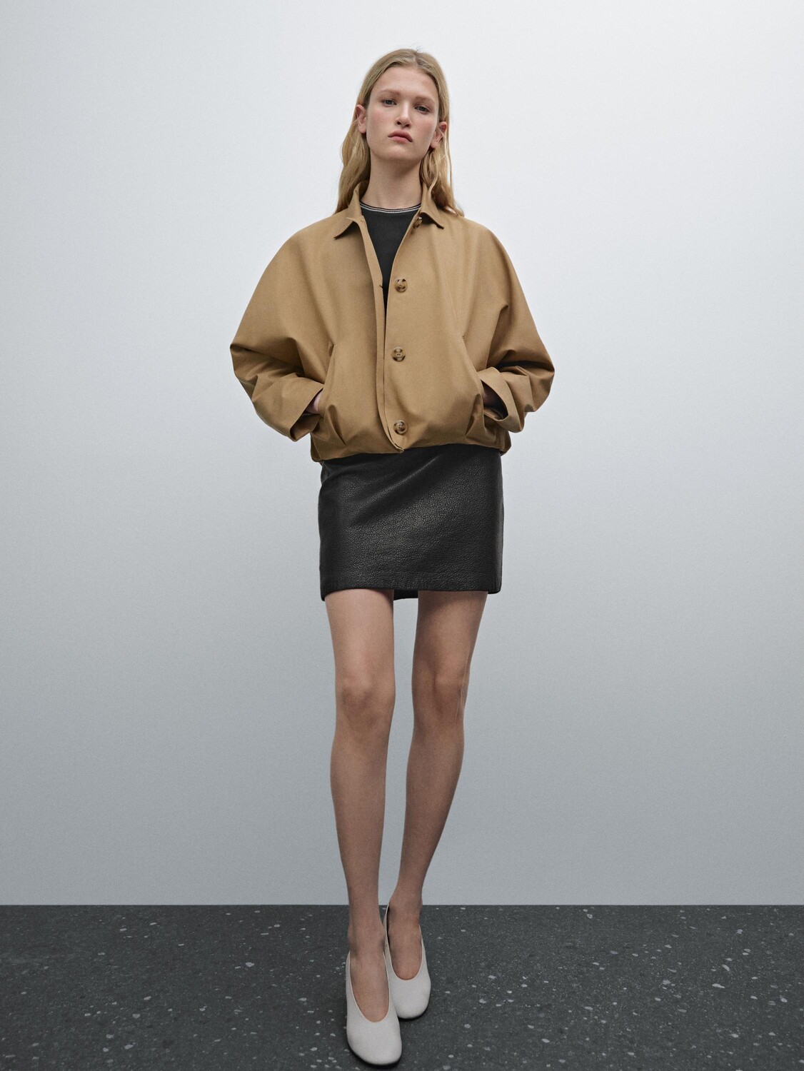 

Куртка-Накидка большого размера из хлопковой смеси Massimo Dutti, коричневый