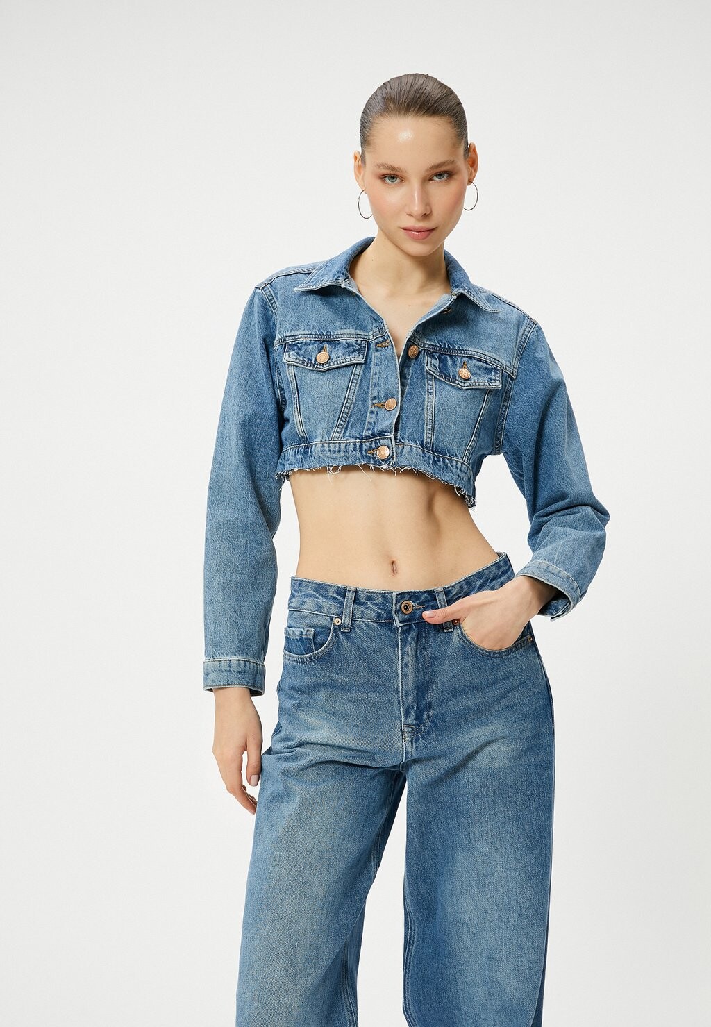 

Джинсовая куртка CROP Koton, синий деним