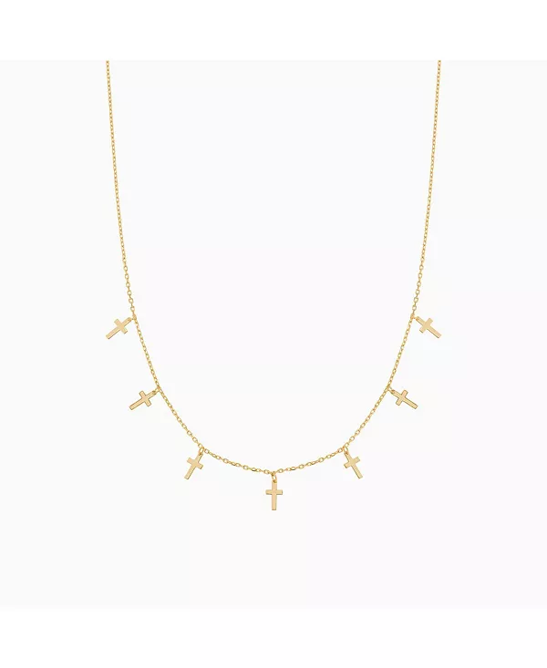 

Идея подарка на праздник: ожерелье из стерлингового серебра 18 карат с позолотой в виде креста Брианны Bearfruit Jewelry, gold