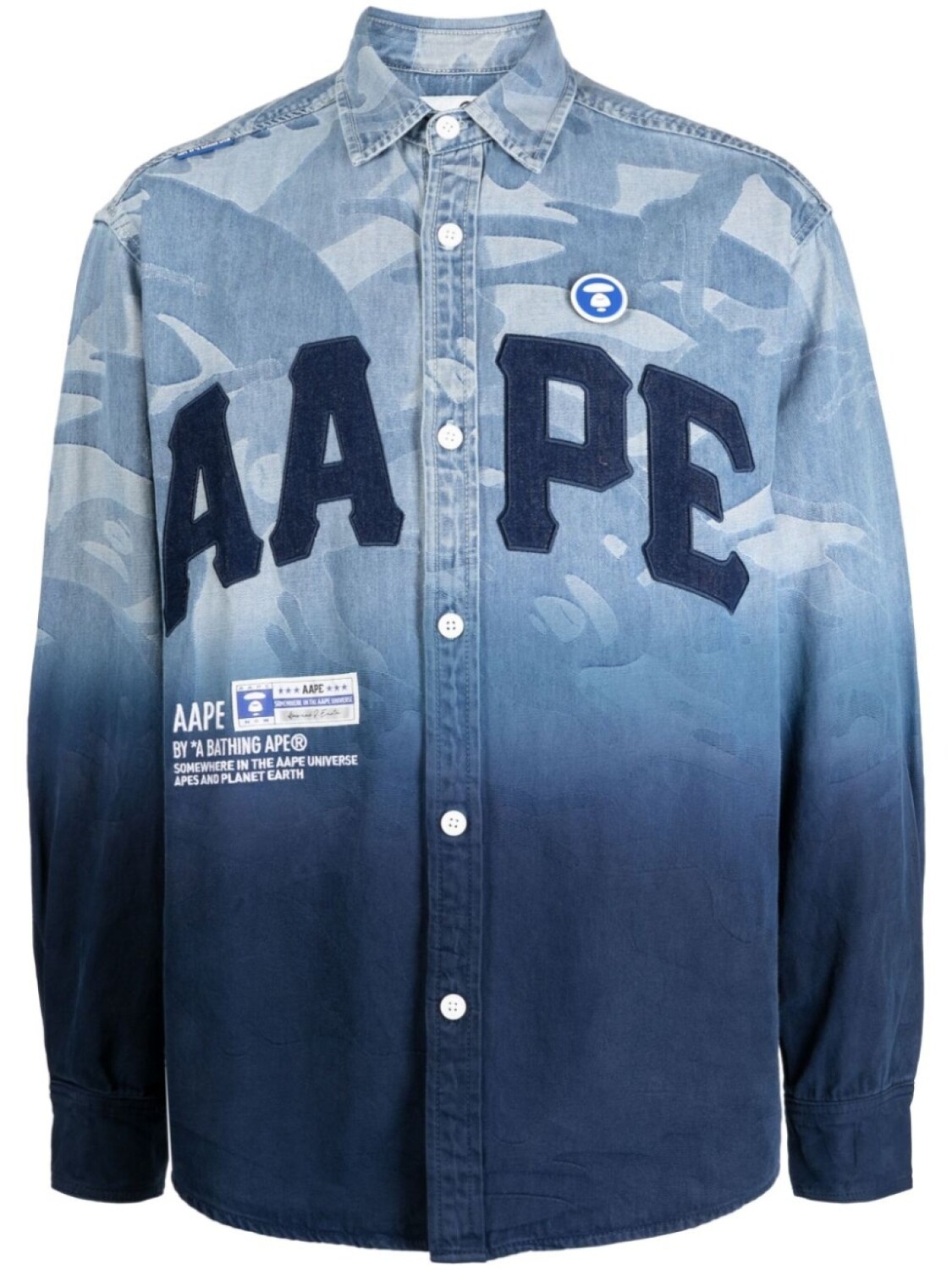 

A Bathing Ape рубашка с нашивкой-логотипом, синий