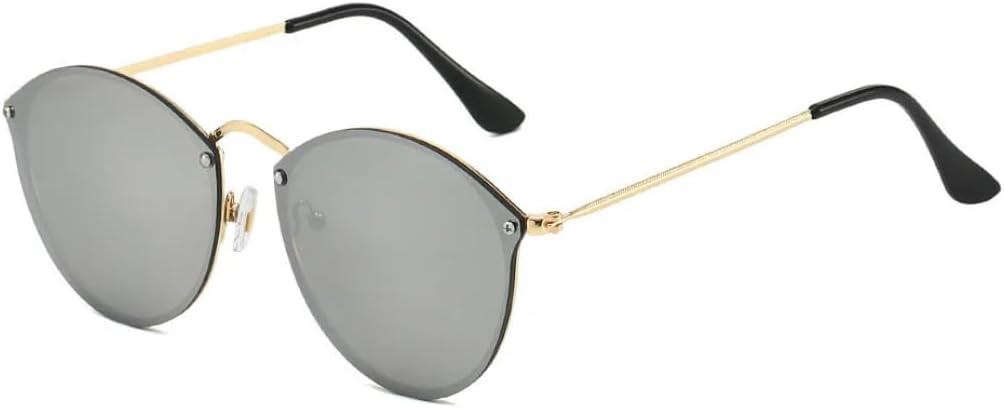 

Классические винтажные солнцезащитные очки неправильной формы круглой формы для женщин и мужчин, в стиле панк, популярные металлические зеркальные очки VVTWSSW, Silver