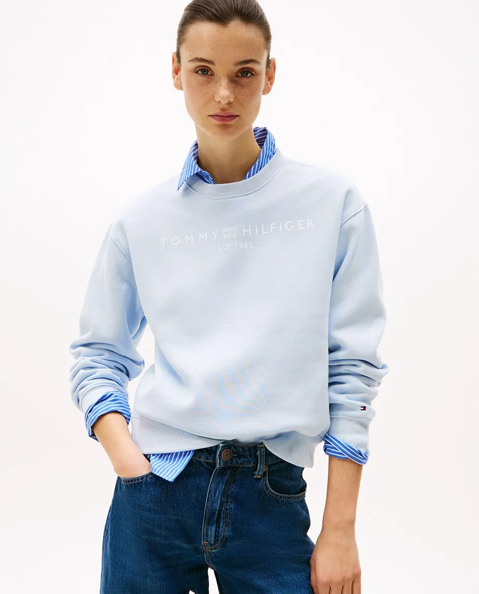 

Женская толстовка с логотипом и круглым вырезом Tommy Hilfiger, голубой